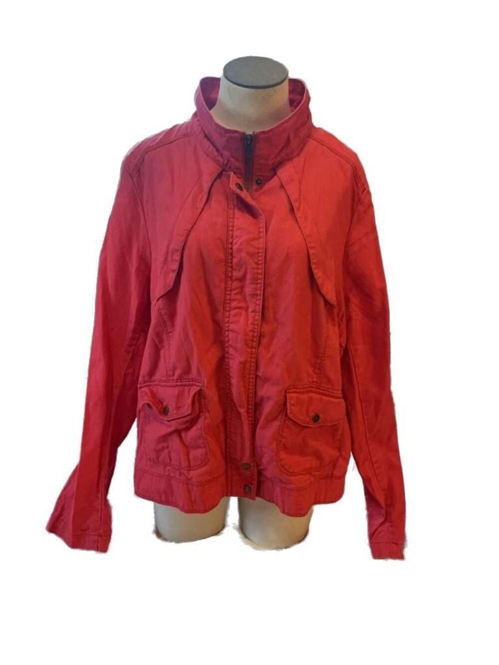 Maurices Midwest Fashion Red Linen Blend Lightweight Utility Jacket Size 1XL
